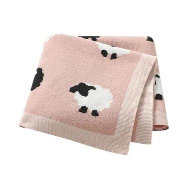 Imagem de Cobertores De Algodão Unissex Para Bebês 90x70cm, Envoltório De Tricô 