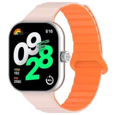 Imagem de IRFKR Cinta magnética de silicone para relógio Redmi 4 acessórios Substituição Smart Watch Band Wrist Soft Sport Sport Bracelet para Miband 8Pro Watchbands(Pink-Orange,For Redmi Watch 4)
