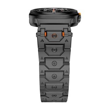 Imagem de ANZOAT Pulseira esportiva para Samsung Galaxy Watch Ultra, 47 mm, acessórios para Galaxy Watch 7 Ultra Titan, aço inoxidável, metal, aço, pulseiras de relógio (preto hexágono)
