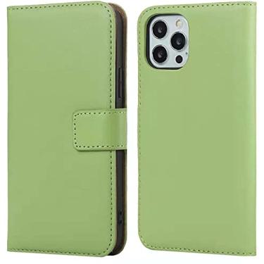 Imagem de EKESA Capa de telefone de couro de concha magnética, para Apple iPhone 13 Pro Max (2021) 6,7 polegadas Folio Kickstand Case Carteira [Suporte de cartão] Coldre (Cor: Verde)