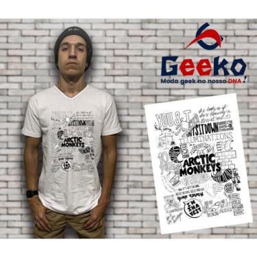 Imagem de Camiseta Arctic Monkeys Indie Alternativo Rock Geeko, Branca gola v, G
