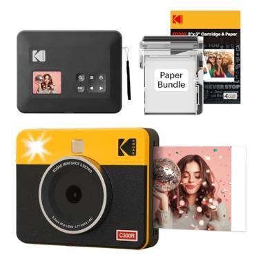 Imagem de Kodak Mini Shot 3 Retro - Câmera Instantânea e Impressora Fotográfica 2 em 1 (60 folhas), foto 7,6 x 7,6 cm, compatível iOS e Android, Bluetooth,4PASS alta definição e acabamento laminado – Amarela