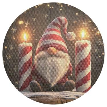 Imagem de xigua Jogo americano redondo de Natal Papai Noel, conjunto de 6, tapete de mesa redondo antiderrapante resistente ao calor, tapetes de mesa de 48 cm para decoração de cozinha, jantar e festa