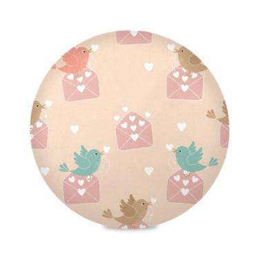 Imagem de Wassud Jogo americano com envelopes de pássaros tapetes de mesa redondos para cozinha e jantar tapetes laváveis resistentes ao calor decoração de mesa 39 cm