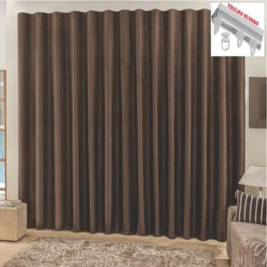 Imagem de Cortina Top Chick 4 Metros Sala Quarto Tecido Ráfia Trilho Suisso - Ta