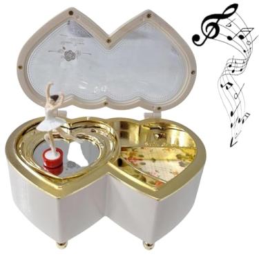 Imagem de Caixinha De Música Bailarina, Caixinha Musical Coração Duplo DT0336C Caixinha de Musica Coração Com Bailarina. Abrindo a Tampa A Bailarina Gira Suavemente Sobre o Coração ao Som da Música.
