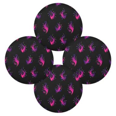 Imagem de Wassud Jogo americano conjunto de 4 tapetes redondos de chama para cozinha e jantar, tapetes laváveis e resistentes ao calor, decoração de mesa 39 cm