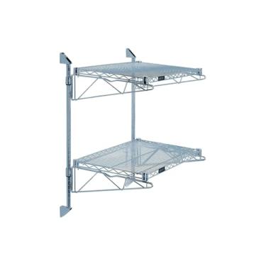 Imagem de Quantum WC34-CB1260GY Suporte de parede de prateleira dupla em cantilever revestido com epóxi com (2) prateleiras (2) hastes de 86 cm (4) braços e (4) suportes de montagem para armazenamento de