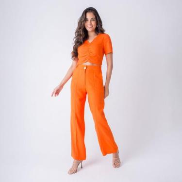 Imagem de Conjunto susie cropped e pantalona feminino - Susie Modas, Laranja, P,