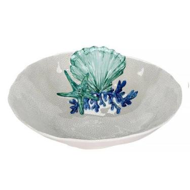 Imagem de Saladeira em Melamina Desenho Estrela do Mar 30x9,5cm Bege e Azul 5008