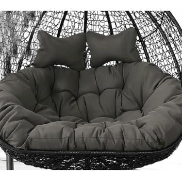 Imagem de Almofada para cadeira de balanço tipo rede, almofada dupla para cadeira suspensa em formato de ovo, luxuosa para varanda, quintal ou sacada, ideal para 2 pessoas. Inclui apenas a almofada.