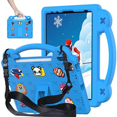 Imagem de Billionn Capa à prova de choque compatível com iPad 10ª geração, modelo 2022, capa infantil DIY com suporte para lápis/alça/suporte/alça de ombro/protetor de tela, azul celeste