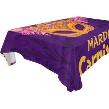 Imagem de Blueangle Toalha de mesa para máscara de carnaval de carnaval – Toalha de mesa quadrada de poliéster impermeável e resistente a manchas para ambientes internos e externos, 152 x 152 cm (415)