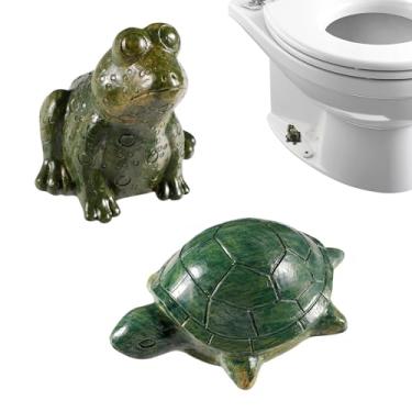 Imagem de 2 peças de tampas de parafuso de vaso sanitário decorativas, tampas de parafuso de vaso sanitário de sapo e tartaruga marinha peças de reposição de cerâmica engraçadas decoração de banheiro bonita