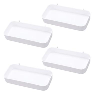 Imagem de GOMAKERER 4 caixas de bandeja de pegboard com ganchos, 8,84 x 19,5 x 1,24 cm branco Pegboard Shelf Pegboard organizador acessórios de plástico bolsos de parede para escritório, casa, banheiro