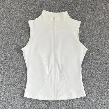 Imagem de Top De Yoga Feminino Sem Mangas, Ajuste Slim, Secagem Rápida, Com Gola