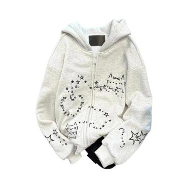 Imagem de Casaco Com Capuz E Estampa De Gato, Manga Longa, Casual E Estiloso Par