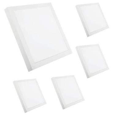 Imagem de Kit 5 Painel LED 24W Sobrepor Quadrado 30cm 6500K  Luz Fria Potente e 