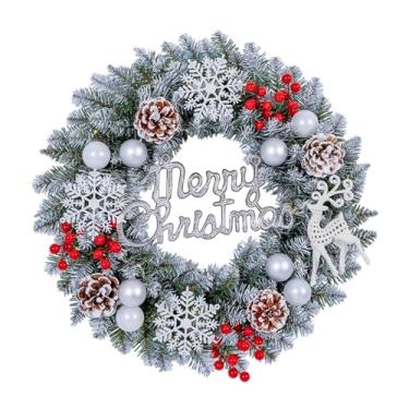Imagem de Lilihuimaoyi Guirlanda de Natal para Porta, Enfeite para Pendurar, Guirlanda de Inverno, Guirlanda para Porta de Entrada de Jardim, 60cm