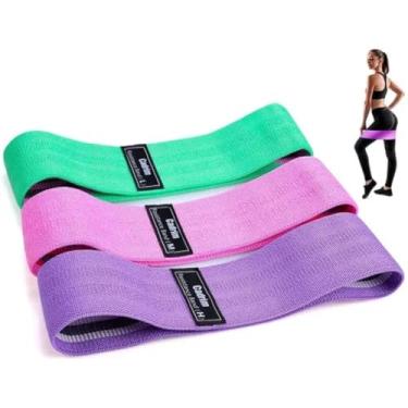 Imagem de Kit 3 Faixas Elásticas de Tecido Hip Band Mini Band Premium | Elástico para Treino de Glúteo Perna e Quadril Resistência Leve Médio Forte | Thera Band de Tecido Antiderrapante para Academia e Pilates