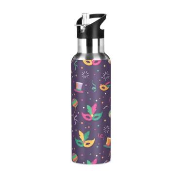 Imagem de Wassud Garrafa de água Balões de carnaval de aço inoxidável garrafa de água esportiva com canudo garrafas de água isoladas copo portátil de viagem 946 ml