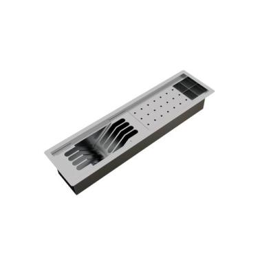 Imagem de Escorredor Calha Úmida Completa Sobrepor Canal Equipado Inox 60 Cm Sli