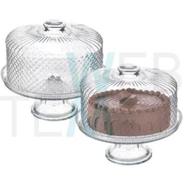 Imagem de Kit 2 Boleiras de Vidro com Pé e Tampa Bico de Jaca Vitazza Prato 28cm