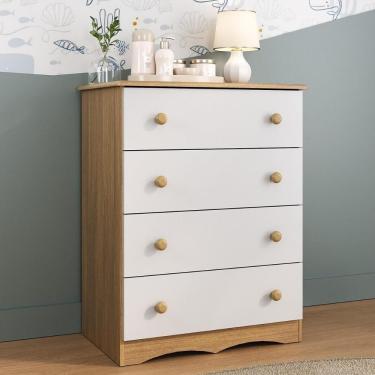 Imagem de Cômoda Infantil 65cm Com 4 Gavetas Realeza Multimóveis Mp4433 Madeirado/branco Madeirado/branco