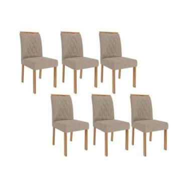 Imagem de Cadeira Sala de Jantar Juliana Kit 6 Un Nature-Madeirado/ Linho Bege -