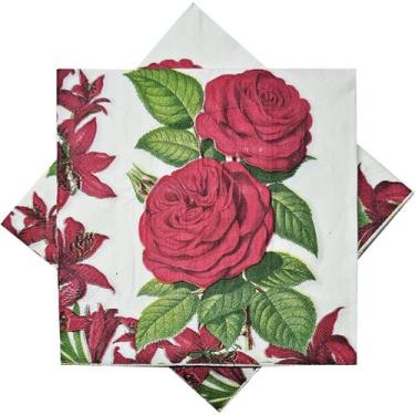 Imagem de 20 Guardanapo Estampado Papel Elegante Decoupagem Rosa Dupla - Newz
