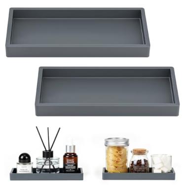 Imagem de Luxspire Bandeja de pia de banheiro, bandeja de silicone para pia de cozinha de 20 x 10 cm para dispensador de sabonete, organizador de bancada para perfume, sabonete, acessórios de banheiro, 2