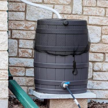 Imagem de Capa de malha para barril de chuva, tela de barril de água de malha fina de 23,6 polegadas com cordão, rede reutilizável para coleta de água para folhas e galhos, mantém a água limpa e evita