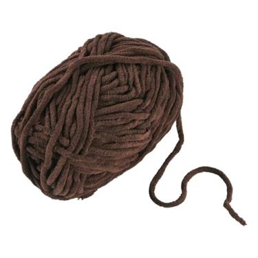 Imagem de 1 novelo de lã de chenille de pelúcia de 2 mm marrom coco 50 g 131,23 jardas/120 m fio fofo para tricô à mão, fios grossos para crochê, cobertores de crochê, suéter, lenço, tecido, costura, artesanato