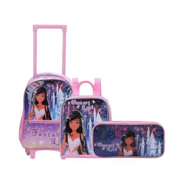 Imagem de Kit Mochilete Lancheira Estojo Terra da Fantasia