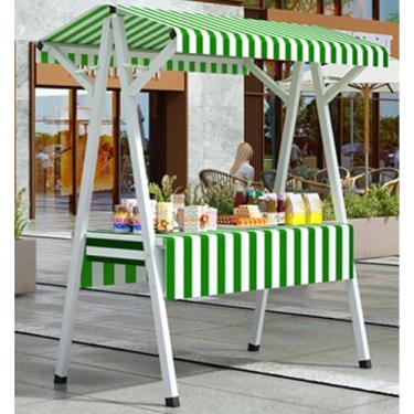 Imagem de Barraca dobrável de aço portátil com dossel - Mesa de exibição versátil para artesanato, brinquedos, mantimentos e cosméticos - Quiosque de vendedor de varejo (verde, 119 cm)