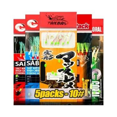 Imagem de Iscas Sabiki Pré-Amarradas Para Pesca Com Brilho Amarelo, 5 Pacotes, C