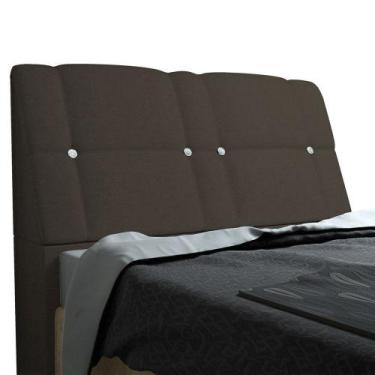 Imagem de Cabeceira com baú Itália Cama Box Casal 140 cm Suede Amassado Chocolat