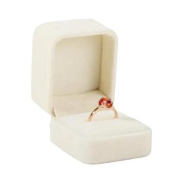 Imagem de Caixa De Joias De Veludo Bege, Suporte Para Anéis E Brincos, Container
