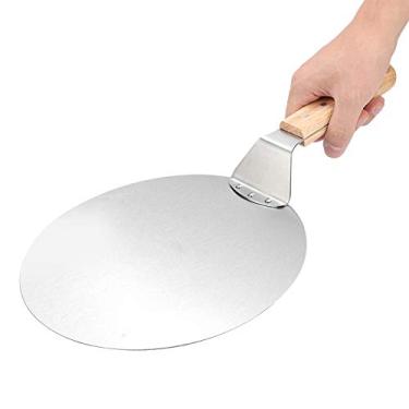 Imagem de Zerodis Casca de Pizza Cascas de Pizza Cabo de Madeira para Forno e Grelha Pá Redonda de 17 Polegadas para e Doces Casca de Em Aço Inoxidável Com Cozinha Confortável