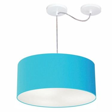 Imagem de Lustre Pendente Cilíndrico Com Desvio De Centro Md-4147 Cúpula 50x25cm Azul Turquesa - Bivolt