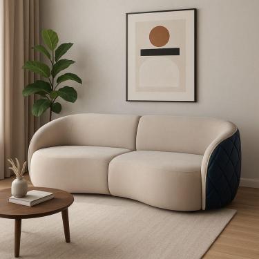 Imagem de Sofá Organico Modulado Bipartido Curvo 318cm 3 Lugares Viena Linha Premium Veludo E Courino