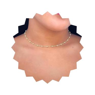 Imagem de ROHNES Choker Feminina de Bolinhas Detalhadas Vazadas Folheada a Ouro 18k, Dourado, Aço Inoxidável e Ouro, Metal