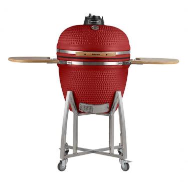 Imagem de Churrasqueira Kamado Ultra Rasco Vermelho C/ Grelha Aço Inox, Suporte E Mesas. Ideal P/ 20 Pessoas Vermelho