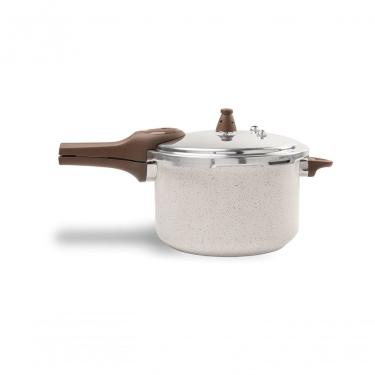 Imagem de Panela De Pressão 24 Cm 6,8 L Cerâmico Fundo De Indução Linha Ceramic Life Pressure Brinox Vanilla