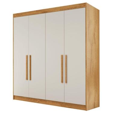 Imagem de Guarda Roupas Casal 4 Portas 3 Gavetas 100% Mdf Tunis Madeirado/off White