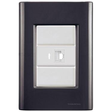 Imagem de Cj Tomada Rj45 Rj 45 Ethernet Giz Grafite Tramontina Completo Pronto Tramontina