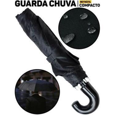 Imagem de Guarda Chuva Pequeno Cabo Curto Preto Elite Imports P/ Sol Carro Bolsa