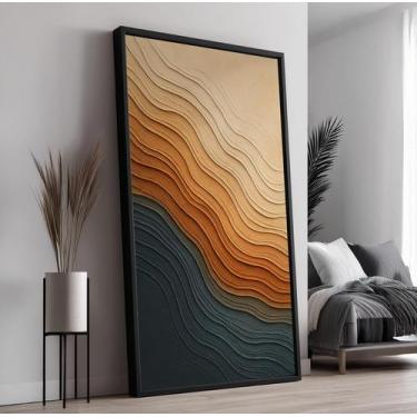 Imagem de Quadro com Moldura e Acrilico Cristal Vidro Tons Terracota para Sala, 