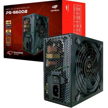 Imagem de Fonte C3tech 600w Real, 80 Plus Bronze, Pfc Ativo, Bivolt Automático, Silenciosa, Fan 120mm - Ps-g600b