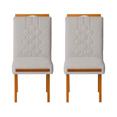 Imagem de Kit 2 Cadeiras Estofadas de Jantar Tulipa - MDF em Bouclê Pés em Madeira - Vintage Decor